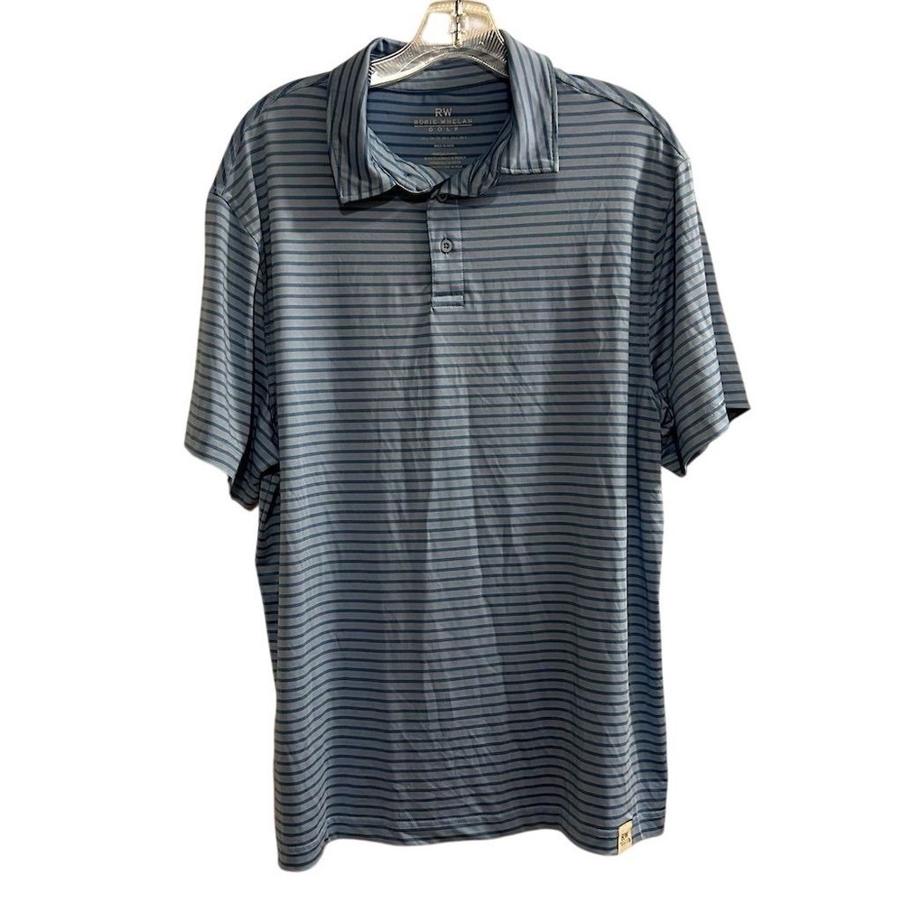 Rorie Whelan Golf Men's Striped Polo Shirt Blue Size L Short‎ Sleeve